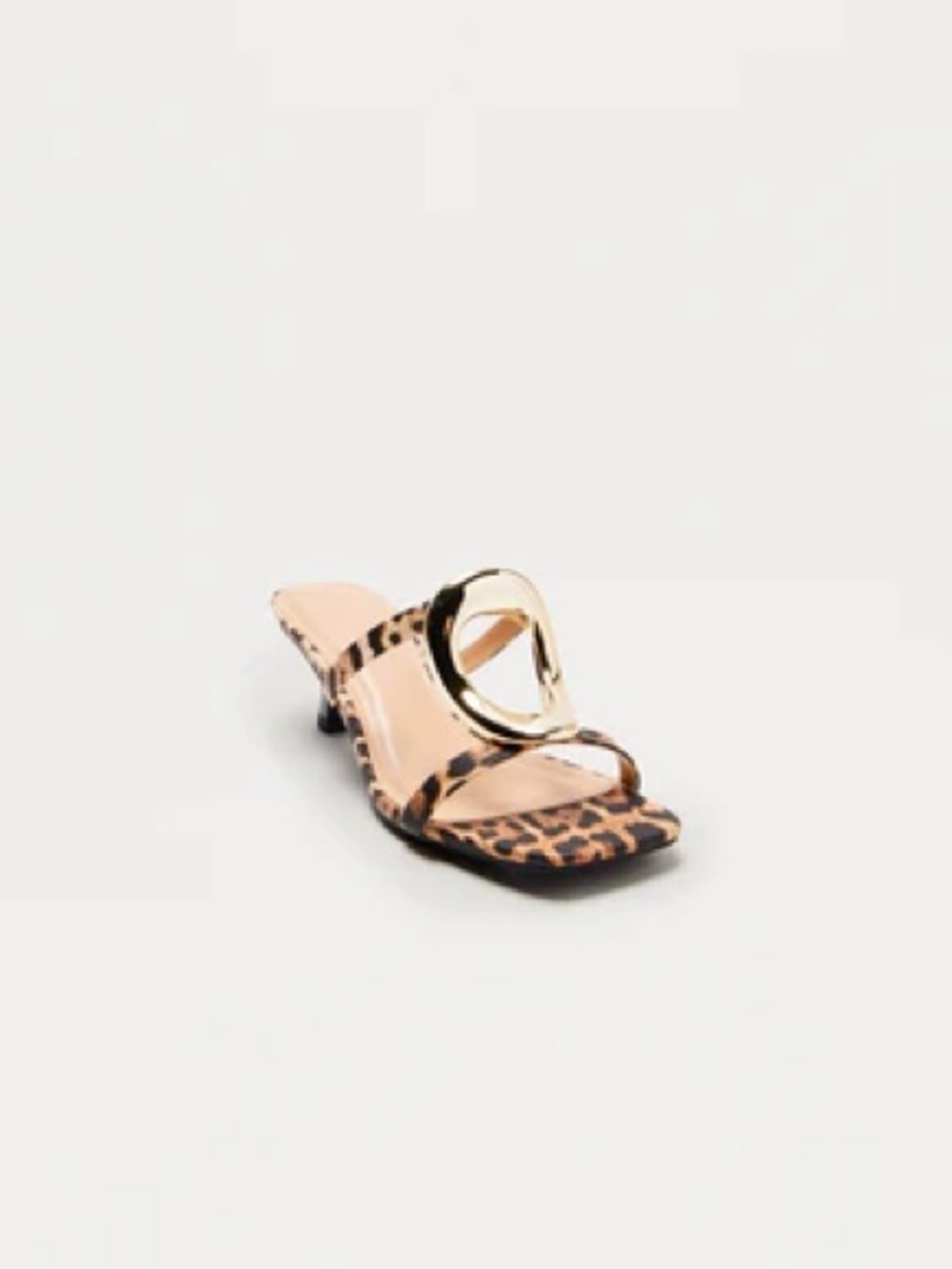 Leopard Print Slide Sandal with Gold Accent